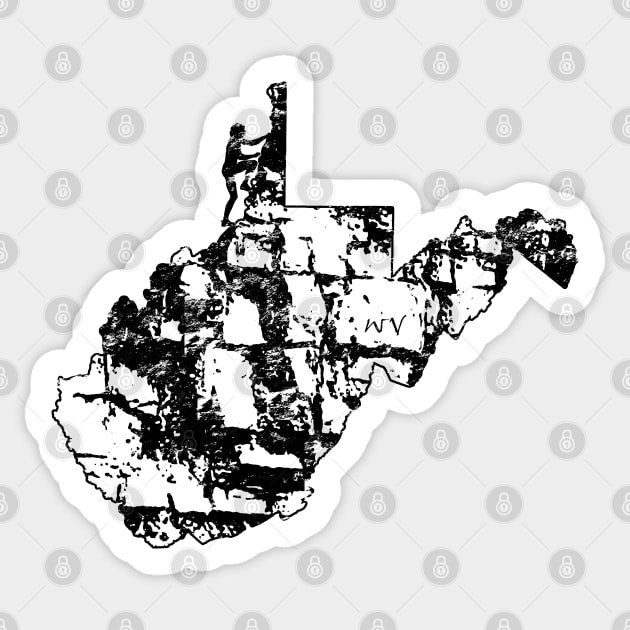 Rock Climbing West Virginia Rock Climber State Map Climb Art Sticker by TeeCreations